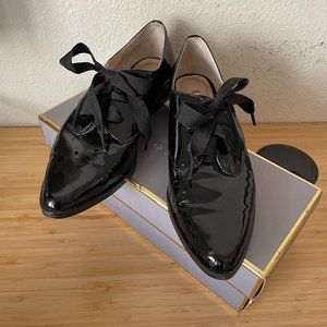 Black Patent Leather Loafers Ribbon